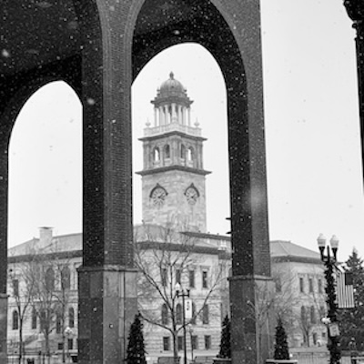 University campus during winter